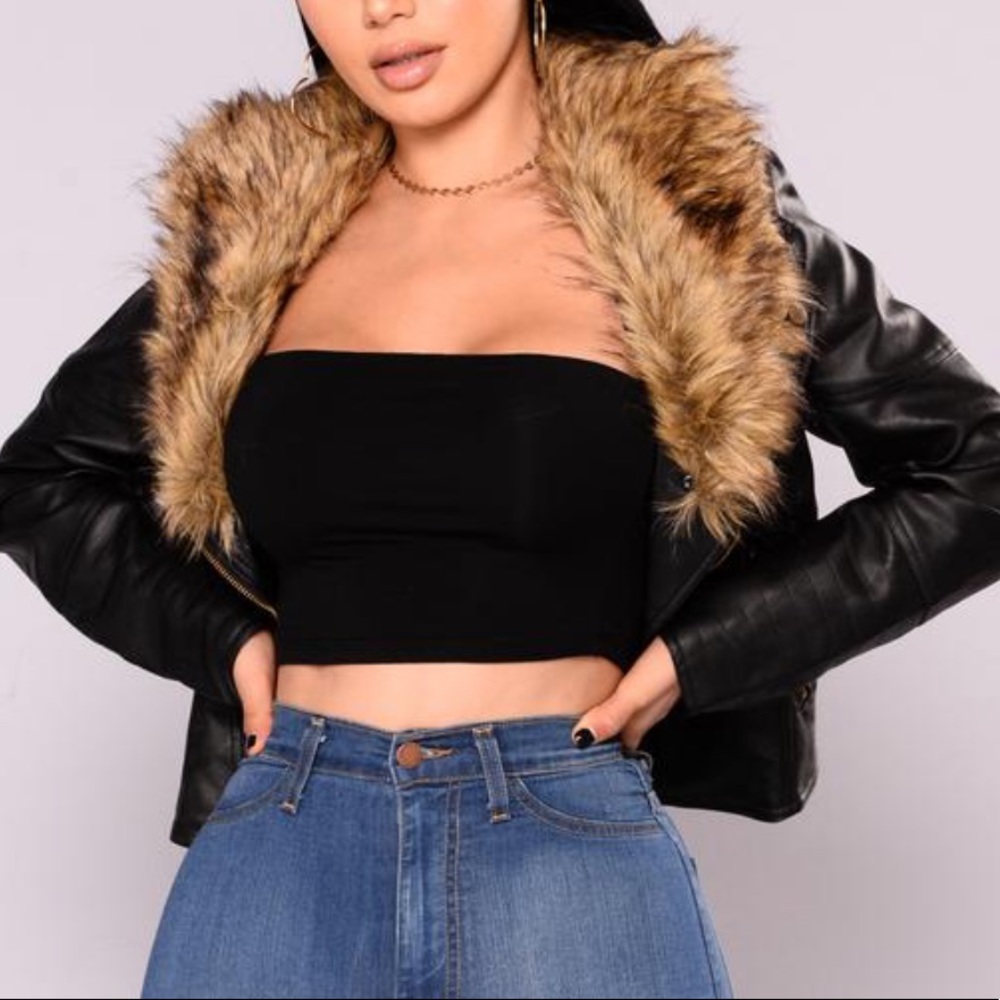 Brand New Leather Jacket w/ Removable Fur